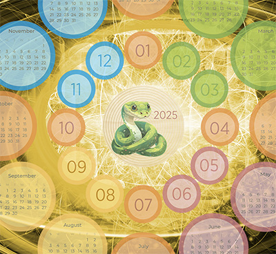 2025 Energy Encoded Wood Snake Manifestation Calendar